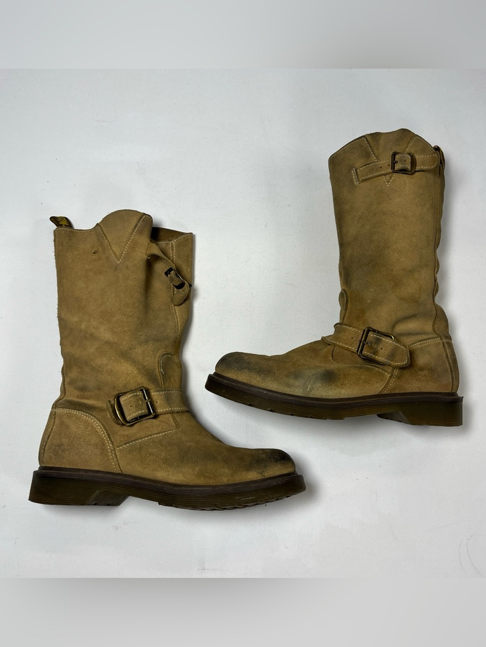 VTG Dr. Martens Case Pull On Biker Boots Equestrian Distressed Suede Womens 7